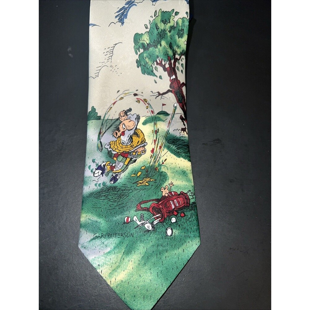 Vintage Balancine Hot Cakes Men’s Golf Tie, Navy Blue, Size 57” x 3 1/2” - Picture 4 of 4